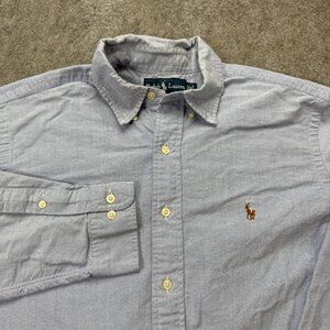 Ralph Lauren Oxford Shirt Men 16 34/35 Blue OCBD Classic Fit
